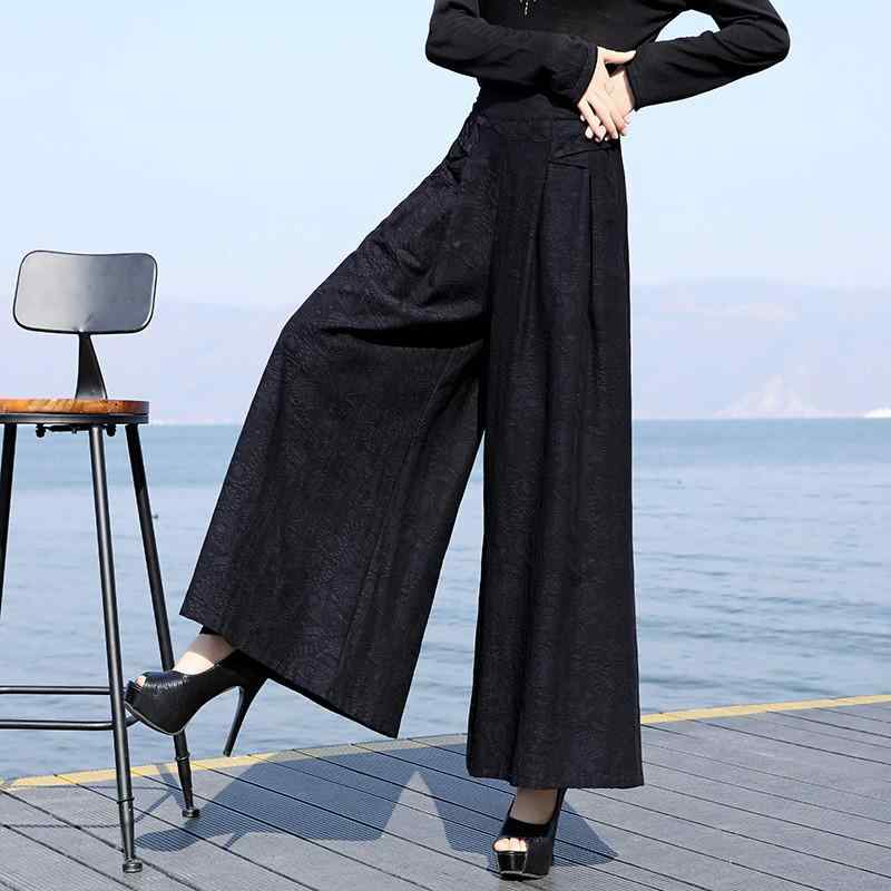 レディース ズボン パンツ ロング エスニック チャイナ カジュアル スリム フィット 長い キュロット 中国風 レトロ 漢服 かわいい 婦人服 清楚 春夏秋 女性