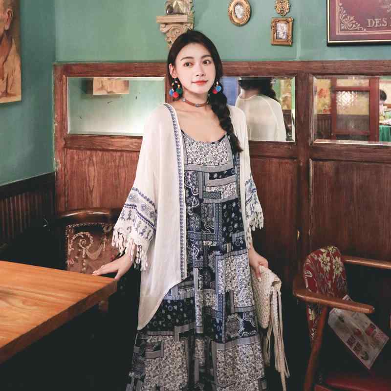 レディース エスニック ボヘミアン アウター ショール おしゃれ ボヘミアン エスニック 刺繍 タッセル ..