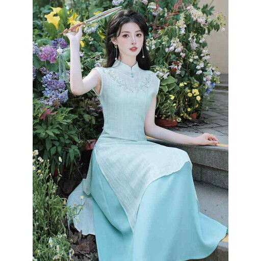 レディース ファッション チャイナ風 ノースリーブ チャイナ ドレス 上品 お呼ばれ シンプル エレガント 夏 服 チャイナ風 刺繍 ドレス スーツ レディース ファッション チャイナ風 ノースリーブ チャイナ ドレス 上品 お呼ばれ シンプル エレガント 夏 服 チャイナ風 刺繍 ドレス スーツ