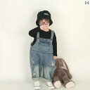 デニム オーバーオール ベビー キッズ サロペット 子供服 男の子 女の子 春秋 韓国 ファッション カジュアル ダメージ ブルー