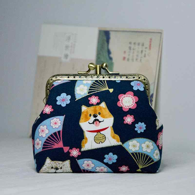 小銭入れ がま口 財布 おしゃれ ミニ ゴールド バッグ レディース かわいい 柴犬 二層 銀行 カード バッグ 口紅 アクセサリー 小物 収納袋