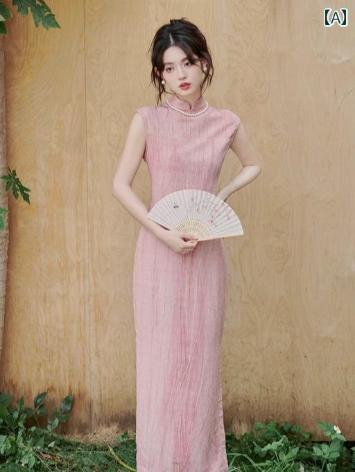 チャイナ ドレス レディース レトロ サマー ワンピース お呼ばれ 普段使い チャイナ風 シンプル エレガント 女の子 ハイエンド ドレス 夏 ロングスカート