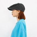 ハンチング 帽子 メンズ レディース レトロ ストライプ ウォッシュデニム キャスケット ベレー帽 ブラック ブルー