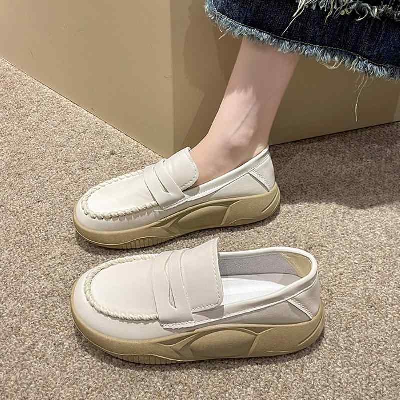 ローファー レディース 厚底 脚長効果 スタイルアップ ホワイト ナースシューズ ソフトソール 柔らかい..