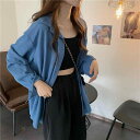 シャツ 羽織 薄手 レディース 夏 レトロ トップス ゆったり 日焼け防止 前開き カーディガン 着回し シンプル カジュアル スタイリッシュ 無地 青 白 紫(4)