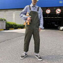 オーバーオール 秋冬 サロペット パンツ つなぎ メンズ カジュアル 大きいサイズ 春夏 ジャンプスーツ ポケット ブラック グリーン