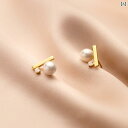 レディース ピアス おしゃれ シンプル バランス ウッド パールイヤリング 女性用 ハイエンド スモール イヤー ジュエリー S925 スターリングシルバー ゴ...