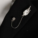 羽根 チェーン ブローチ ピンブローチ ピンバッジ アクセサリー クール オシャレ ワンポイントアクセサリー メンズ ファッション