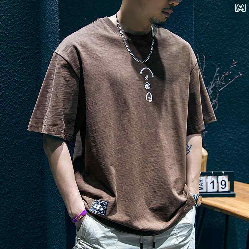 Tシャツ 綿 半袖 シャツ メンズ 夏 ゆったり 大きいサイズ 五分袖 丸首 シンプル 万能 ラウンドネック レジャー シンプル