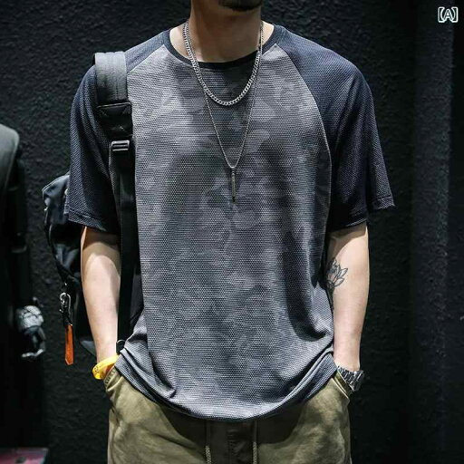 Tシャツ 夏 冷感 半袖 シャツ 男性用 ゆったり 大きいサイズ ラウンドネック 速乾 迷彩 レジャー ラグランスリーブ Tシャツ 夏 冷感 半袖 シャツ 男性用 ゆったり 大きいサイズ ラウンドネック 速乾 迷彩 レジャー ラグランスリーブ