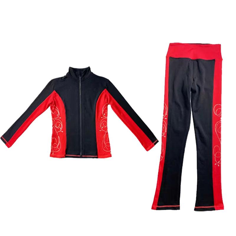 フィギュア スケート ウィンター スポーツ ウェア 大人用 子供用 スーツ トレーニング トップス パンツ 女性用 裏起毛