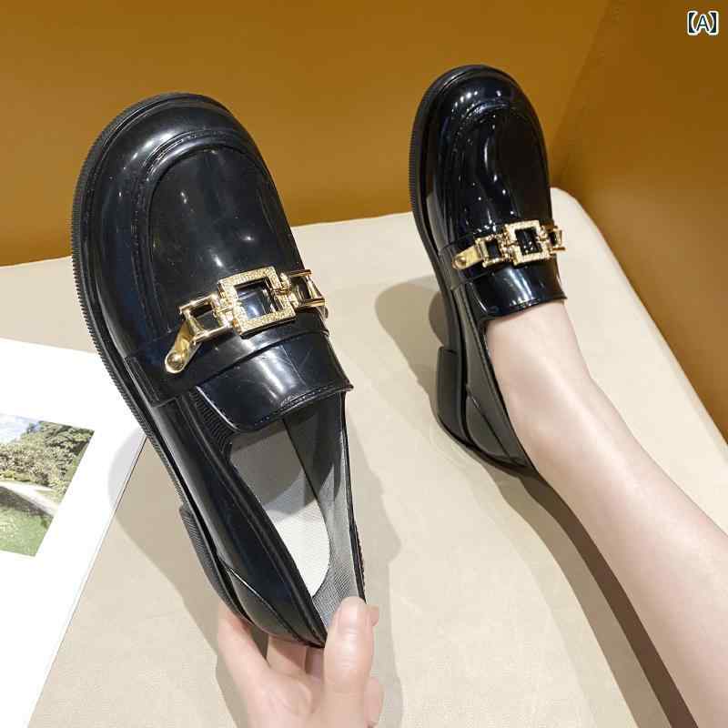 ローファー ショート レインブーツ レディース レインシューズ 雨靴 梅雨 防水 撥水 おしゃれ 滑り止め アウター 春夏 ローカット ウォーターシューズ ブラック グリーン ベージュ