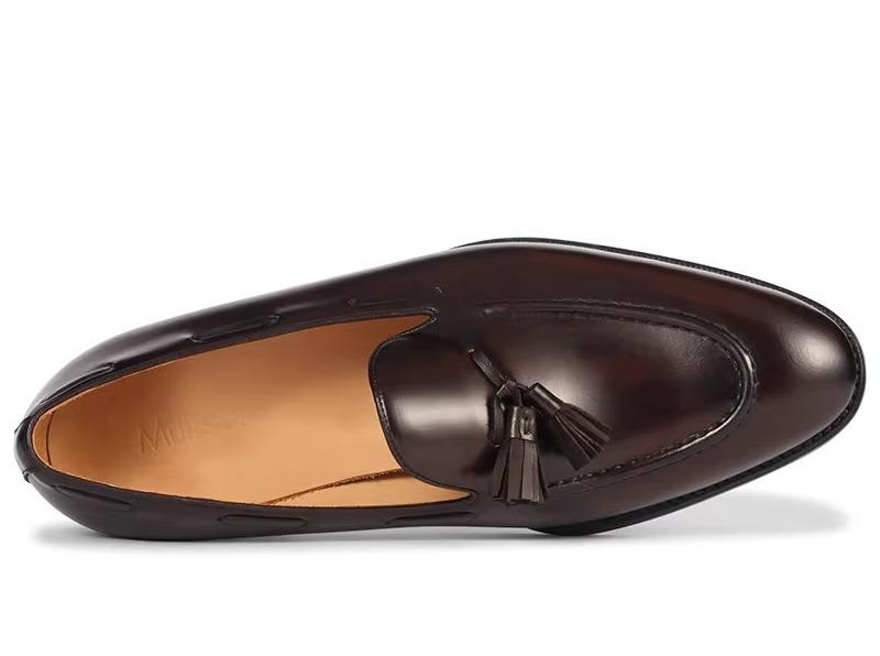 ローファー メンズ 紳士靴 シューズ フリンジ タッセル おしゃれ ブリティッシュ 革靴 カジュアル スリッポン 大きいサイズ ブラウン