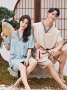 サウナ服 岩盤浴 ウェア マッサージ 服 レディース メンズ 半袖 半ズボン Vネック ポケット コットン プルオーバー パジャマ 部屋着 大きいサイズ ブルー...