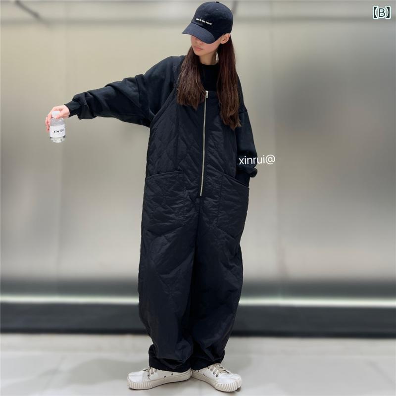 オーバーオール 秋冬 サロペット パンツ つなぎ レディース カジュアル 韓国 綿 カーキ ブラック ゆったり