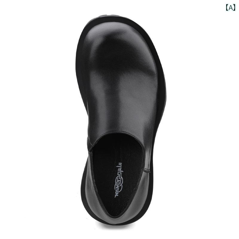 革靴 ローファー メンズ 紳士靴 シューズ おしゃれ ビッグトゥ 厚底 カジュアル ブラック