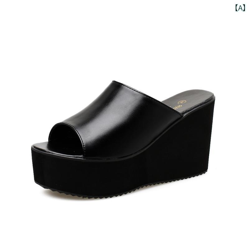 厚底サンダル レディース 10 CM ウェッジ ヒール スリッパ 夏用 アウターウェア インナー 高い サンダ..