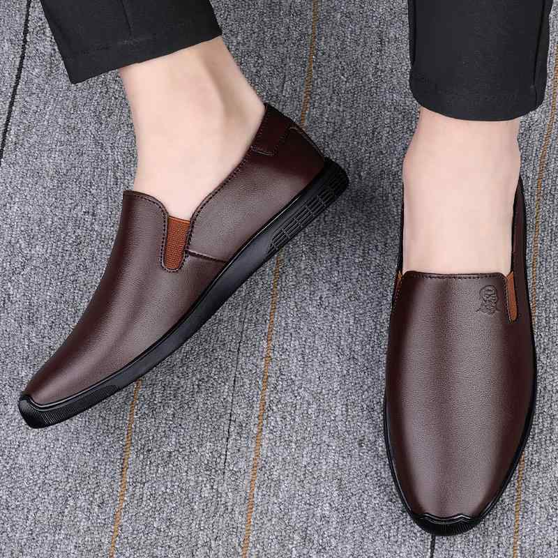 スリッポン メンズ 紳士靴 シューズ おしゃれ 高齢者 革靴 カジュアル 柔らかい ソフトソール 通気性 ブラウン ブラック