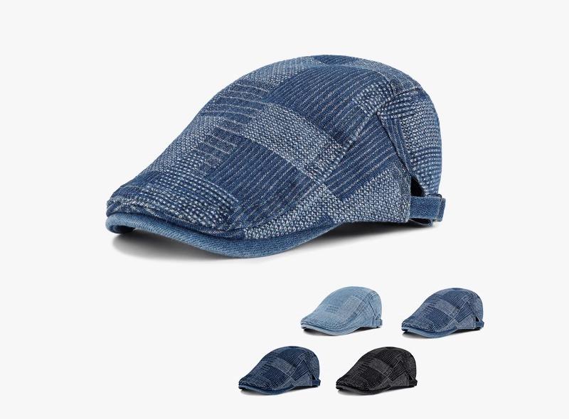 ハンチング 帽子 メンズ レディース カウボーイ ベレー帽 英国 レトロ 春秋 薄手 ひさし キャップ ハット ブルー ブラック デニム