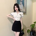 女性 プリーツスカート 美容ホテル ペディキュア クラブシャツ ポリエステル 夏