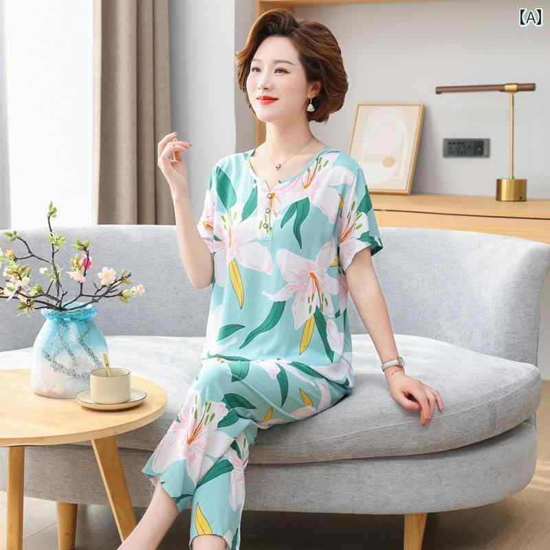 楽天way-ugoルームウェア 部屋着 レディース 半袖 婦人 ミセス 中年 パジャマ 高齢者 夏 綿 シルク スーツ ホームウェア 薄手