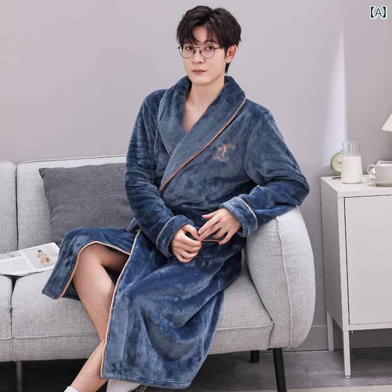 楽天way-ugoガウン レディース 秋冬 ロング 厚手 長袖 大きいサイズ メンズ バスローブ フランネル カップル もこもこ あったか 快適 ゆったり 大人 シンプル ウエストゴム 上下 青 ピンク グレー