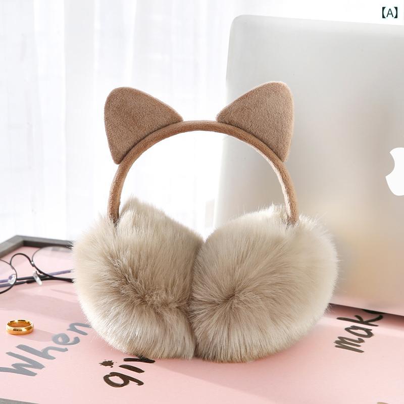 耳あて イヤーマフ 猫 ふわふわ 防寒 ファー レディース かわいい ファッション 冬 暖かい ブラック グレー ピンク