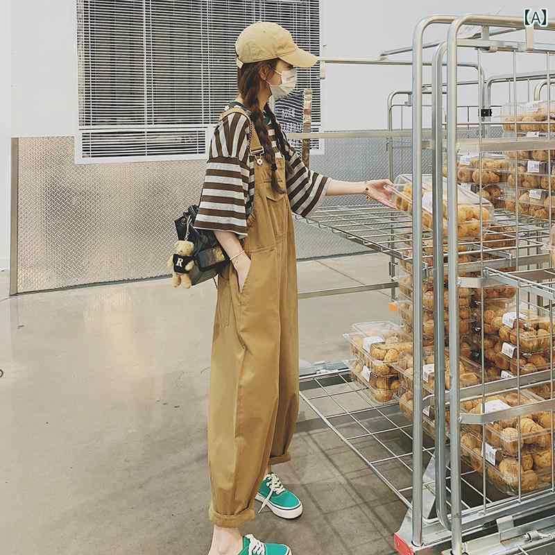 オーバーオール サロペット パンツ つなぎ レディース カジュアル 春夏 韓国 カーキ