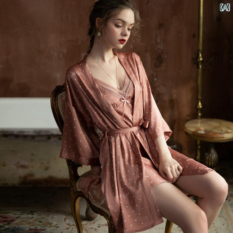 楽天way-ugoナイトウェア ベビードール ランジェリー パジャマ レディース ネグリジェ キャミソール 魅惑的 春秋 スタイル 涼しげ 冬 胸 パッド付き 水玉 サスペンダー ナイトガウン 夏 ドット柄