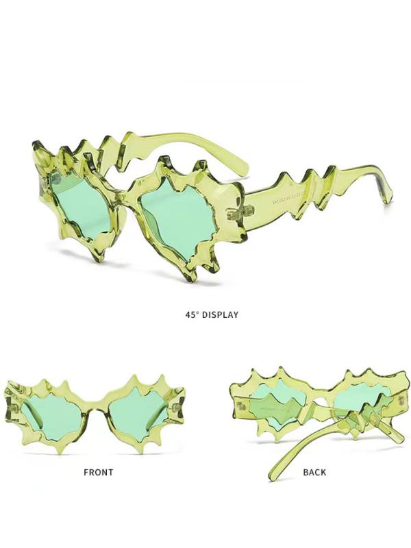 サングラス かっこいい アメリカ 甘くて クール ホット ガール 特殊 形 カップル おもしろ クロスボーダー ウェーブ グリーン ユニセックス