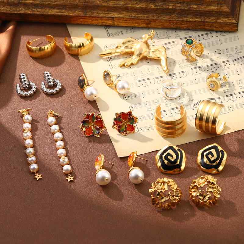 ピアス レトロ 中世 パール ライン ストーン 幾何学的 リング アクセサリー 宮殿 デザイン キラキラ エスニック 女性