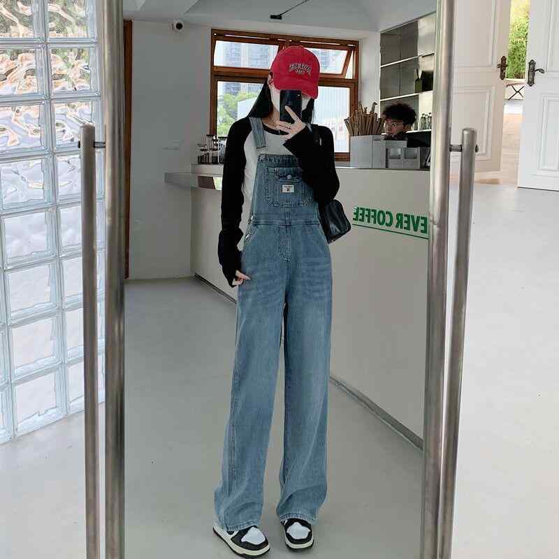デニム オーバーオール サロペット レディース 女性用 春夏 若見え 小柄 ストレート レッグスリム ジャンプスーツ サスペンダーパンツ 若見え かわいい おしゃれ