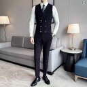 メンズ ファッション トップス ベスト セット チョッキ スーツ ツーピース ズボン パンツ ロング ダブルブレスト カジュアル 秋冬 厚手 男性 おしゃれ ス...