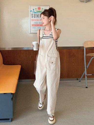 オーバーオール サロペット パンツ つなぎ レディース カジュアル 大きいサイズ 韓国 ハイウエスト 春秋 ストレート ベージュ オーバーオール サロペット パンツ つなぎ レディース カジュアル 大きいサイズ 韓国 ハイウエスト 春秋 ストレート ベージュ