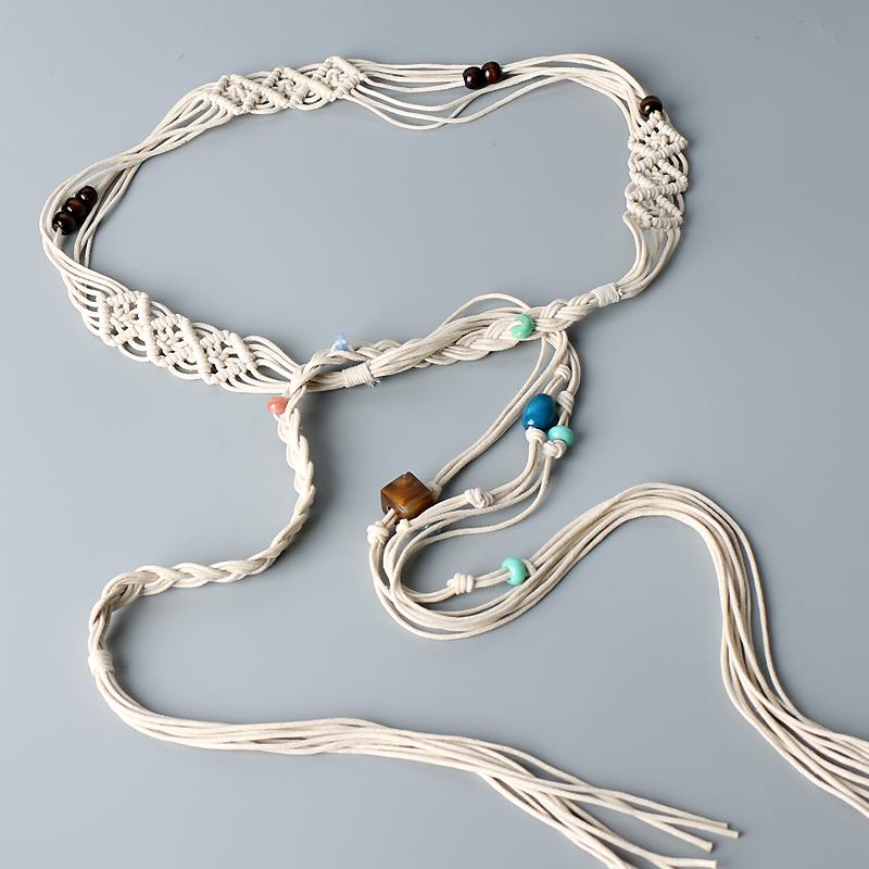 紐ベルト レディース おしゃれ ファッション エスニック 編み込み 紐ベルト スカート レトロ 装飾 ドレス ボヘミアン ロープ ウエスト チェーン アクセサリー