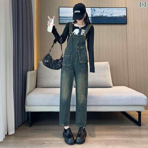 オーバーオール サロペット パンツ つなぎ レディース カジュアル アメリカン デニム 春秋 ゆったり レトロ ハイウエスト オーバーオール サロペット パンツ つなぎ レディース カジュアル アメリカン デニム 春秋 ゆったり レトロ ハイウエスト