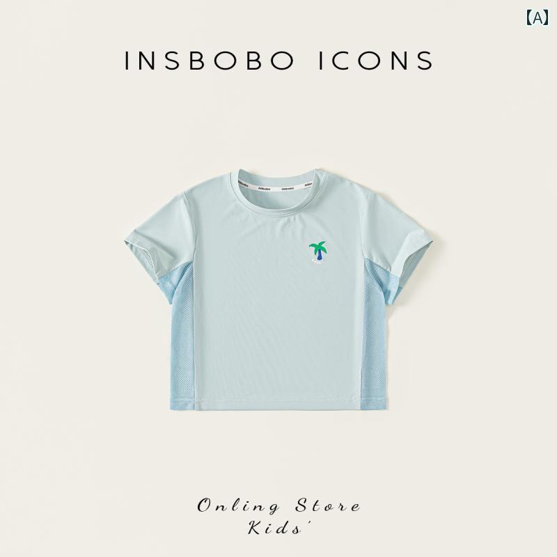 子供用 半袖 男の子用 Tシャツ 夏 薄手 女の子用 トップス UPF50 ベビー カジュアル 日焼け防止 サマー 通気性