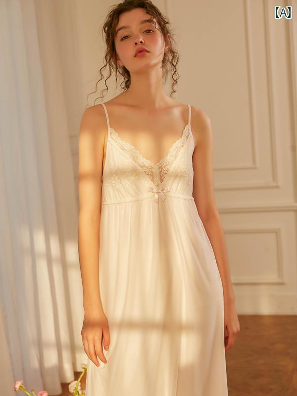 楽天way-ugoネグリジェ パジャマ レディース 宮廷風 レース キャミワンピース ドレス 上品 シンプルフレンチ ルーム ナイト ホームウェア