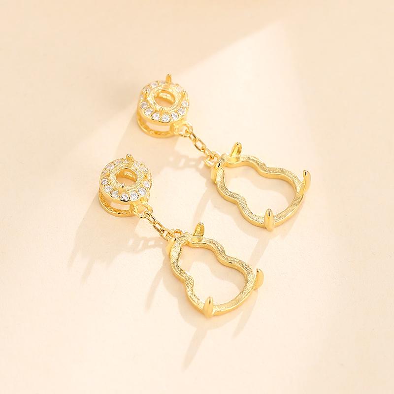 Platinum - 空枠 ペンダント アクセサリー ネックレス パーツ チャーム ホルダー ハンドメイド DIY S925 おしゃれ キラキラ ラインストーン ひょうたん プラチナ 金 ローズゴールド