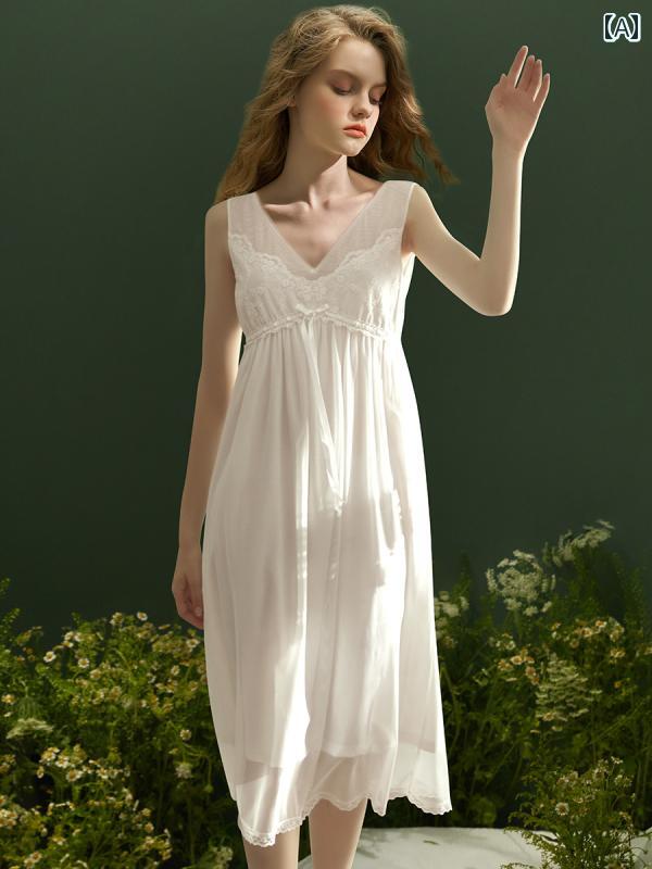 楽天way-ugoネグリジェ レディース 宮廷風 レース ワンピース ドレス ノースリーブ シンプルフレンチ 上品 ルーム ナイト ホームウェア