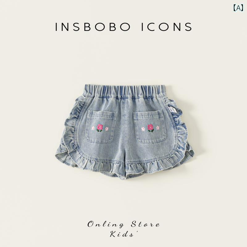 女の子 パンツ 夏 薄手 ガール ジーンズ 子供用 ショートパンツ かわいいスタイル ベビー サマーウェア おしゃれ