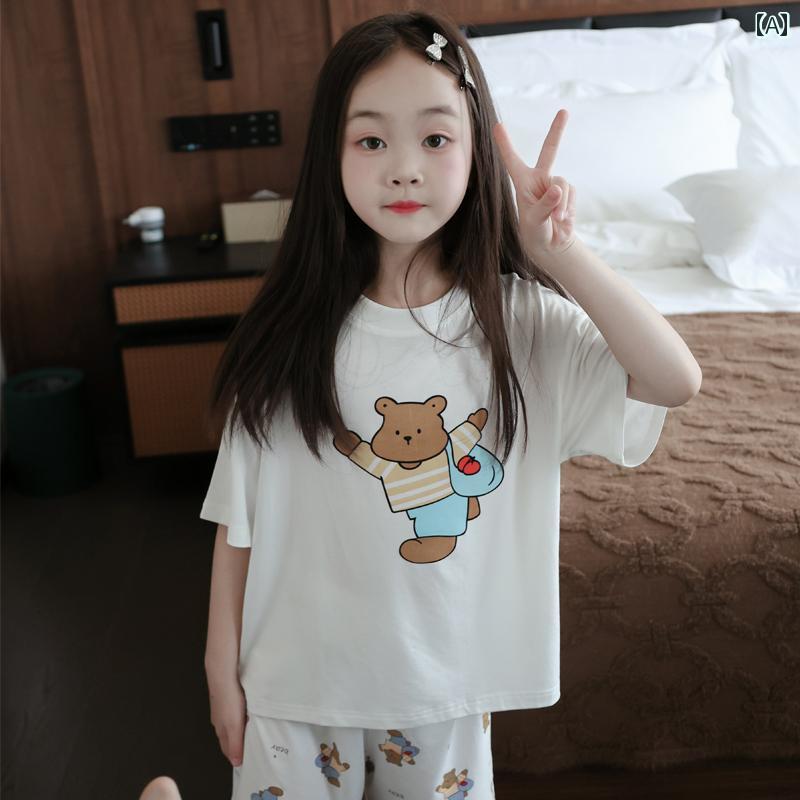女の子 パジャマ セット 夏 薄手 冷感 サマー 柔らかい ホームウェア ナイトドレス 子供用 半袖 ベビー