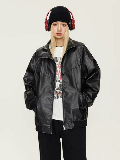 レディース ジャケット バイカージャケット 女性向け 秋 クール PU レザーコート ヒップホップ ゆったり カップル ソロ レディース ジャケット バイカージャケット 女性向け 秋 クール PU レザーコート ヒップホップ ゆったり カップル ソロ