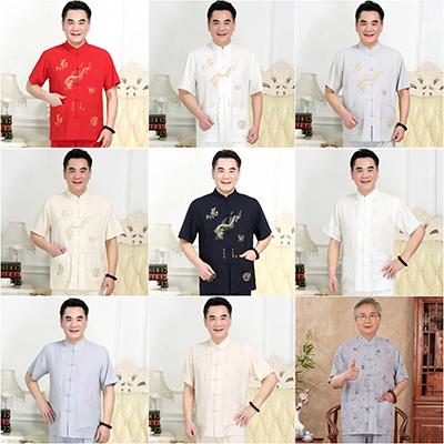 メンズ ファッション セットアップ 夏 唐装 中年 ドラゴン柄 刺繍 赤 半袖 スーツ シャツ パンツ ズボン トップス おじいちゃん お祝い チャイナ風 伝統的 ギフト メンズ ファッション セットアップ 夏 唐装 中年 ドラゴン柄 刺繍 赤 半袖 スーツ シャツ パンツ ズボン トップス おじいちゃん お祝い チャイナ風 伝統的 ギフト