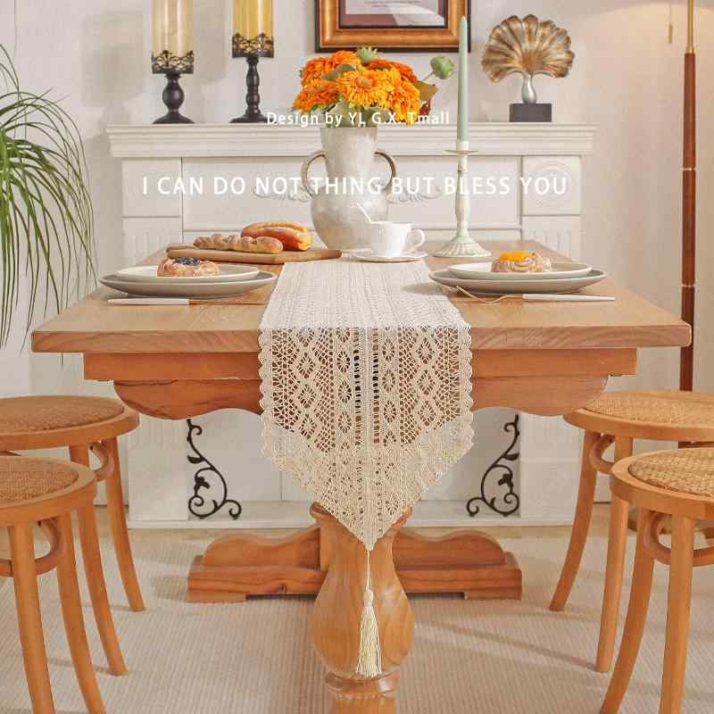 テーブルランナー センタークロス おしゃれ テーブルクロス ライト 高級感 ハイエンド モダン アメリカン キャビネット ロング コーヒーテーブル フレンチ レース チェスト デザイン カバー