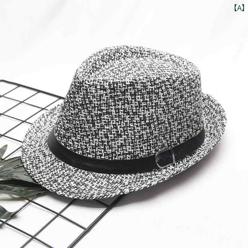 麦わら帽子 メンズ ストローハット 春夏 中折れハット 英国 レトロ 紳士 ファッション ジャズ 屋外 日..