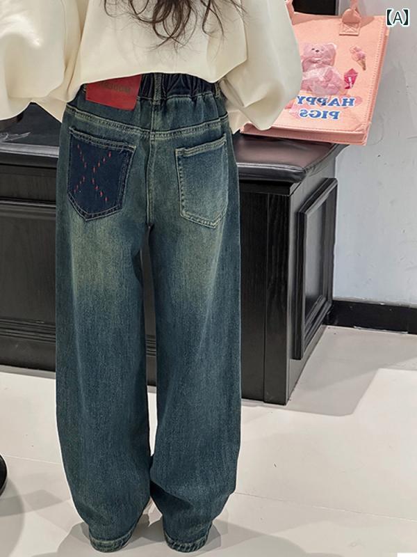 キッズ 子供服 デニム パンツ 暖かい かわいい おしゃれ 着やすい 動きやすい 防寒 韓国 外遊び 外出着 レジャー デート アウトドア 衣装 ダンス パフォーマンス スポーツ 学校