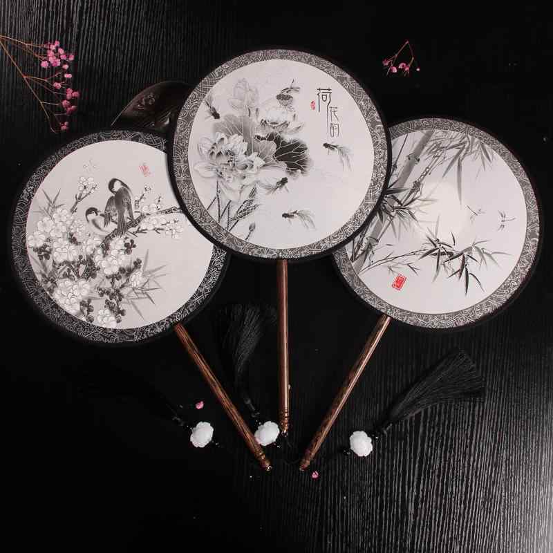 うちわ チャイナ風 金 銀 プリント 扇子 レトロ 宮殿 女性用 漢服 韓国 扇 団扇 丸型 ダンス 夏 ラウンド