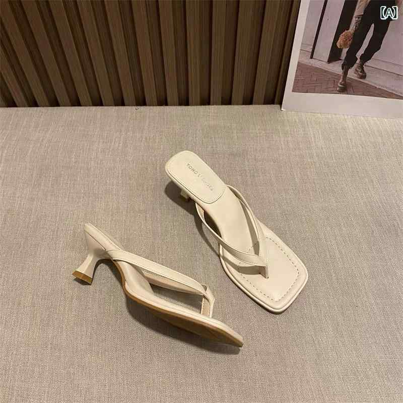 サンダル レディース トング ミュール 万能コーデ ミドルヒール おしゃれ かわいい きれいめ 合わせや..