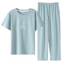 パジャマ ルームウェア セット ナイトウェア レディース 夏 モーダル 綿 半袖 ズボン ホーム 服 薄手 氷 絹